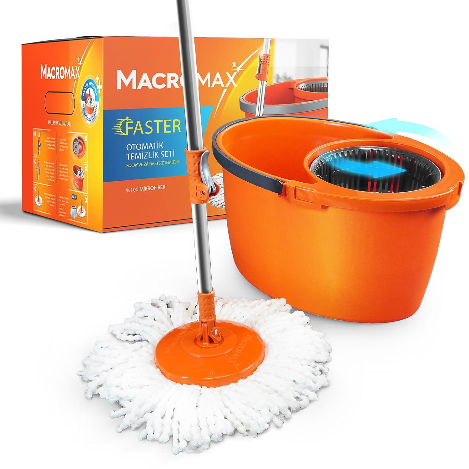 Macro Max Faster Yeni Nesil Otomatik Temizlik Seti Pratik Kolay Sıkma Döner Başlık