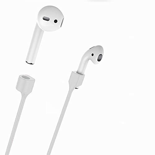 Kablosuz Silikon Kulaklıklar için AirPods Uyumlu Kayış [Ek Uzunluk 70 cm] [Manyetik Olmayan Versiyon] [Kayıp Koruması] [Spor Etkinliği] (Beyaz)