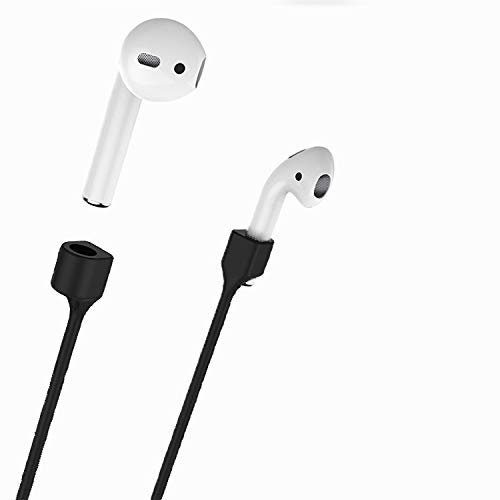 Kablosuz Silikon Kulaklıklar için AirPods Uyumlu Kayış [Ek Uzunluk 70 cm] [Manyetik Olmayan Versiyon] [Spor Etkinliği] (Siyah)