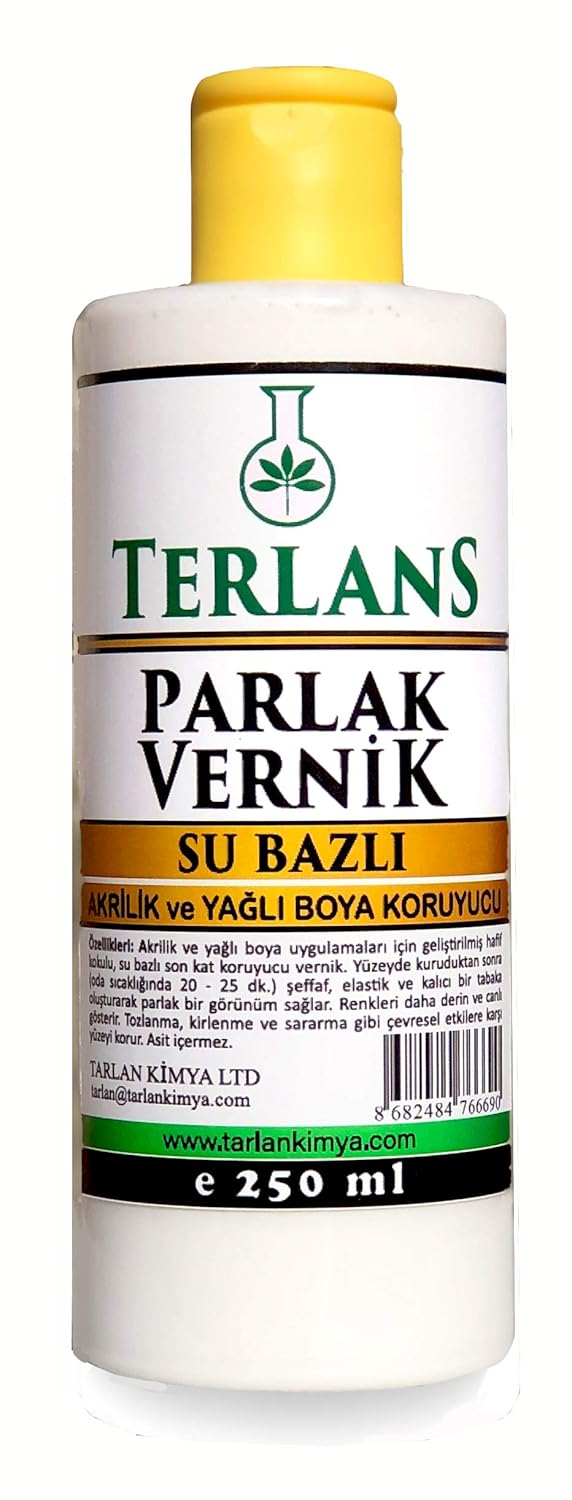 Terlans Su Bazlı Parlak Vernik 250 ml Akrilik ve Yağlı Boya Koruyucu