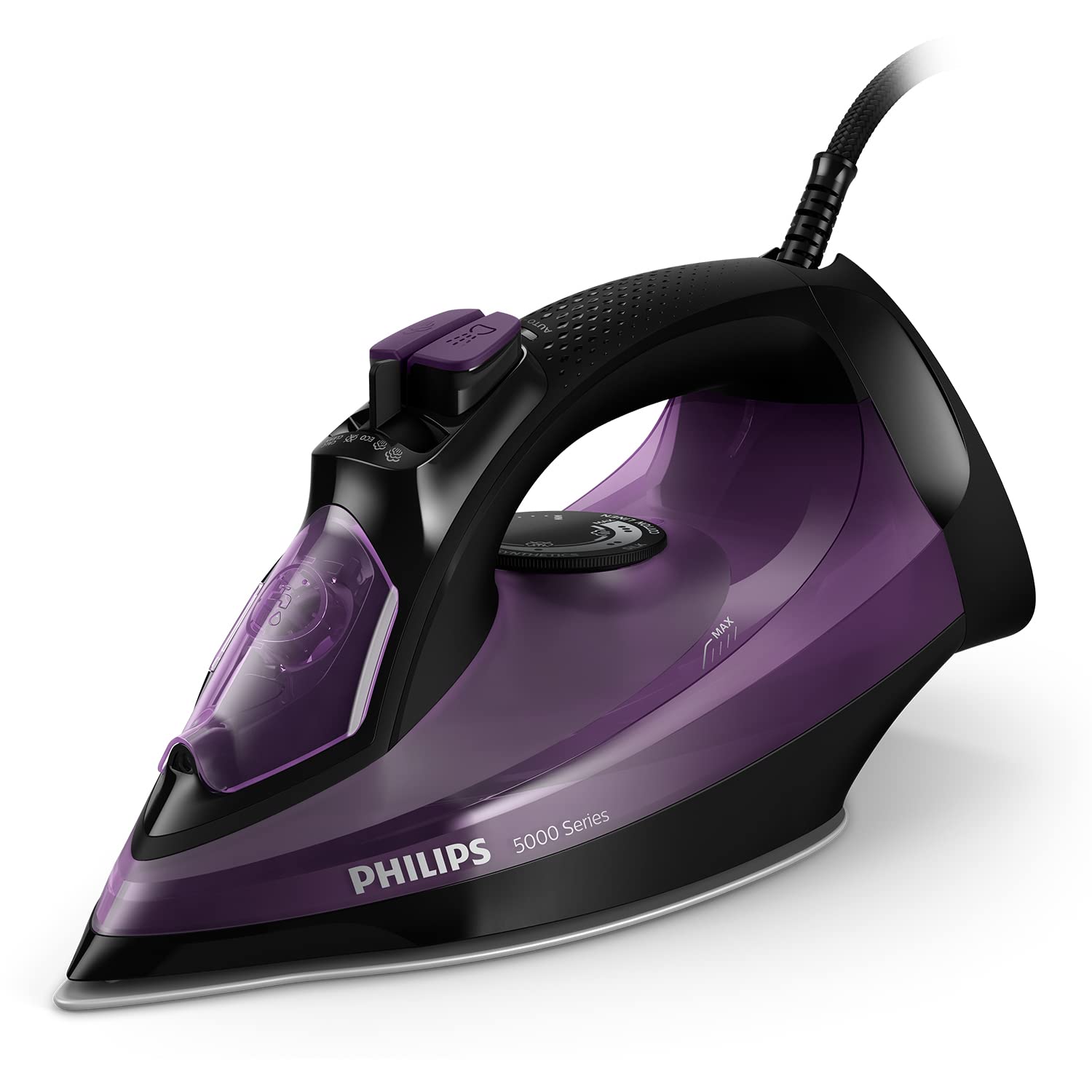 Philips 5000 Serisi Buharlı Ütü – 2.400 W, 180 g'a kadar buhar püskürtme, SteamGlide Plus taban, damlama durdurma sistemi, dikey buhar, verimli ütüleme, otomatik kireç temizleme (DST5030/80)