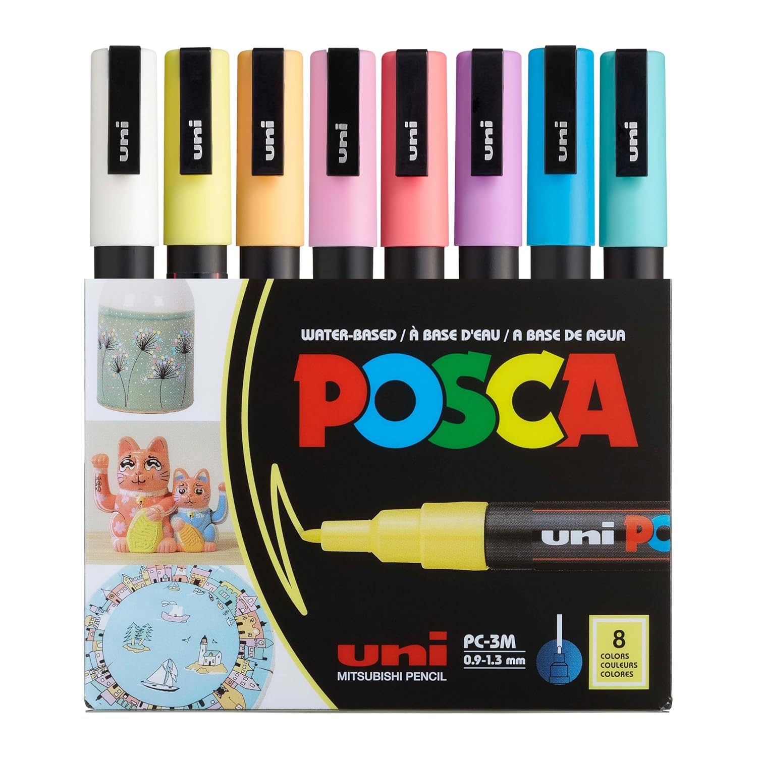 UNİ POSTER MARKÖRÜ POSCA SET PC-3M/8C SC SOFT RENK 8 Lİ