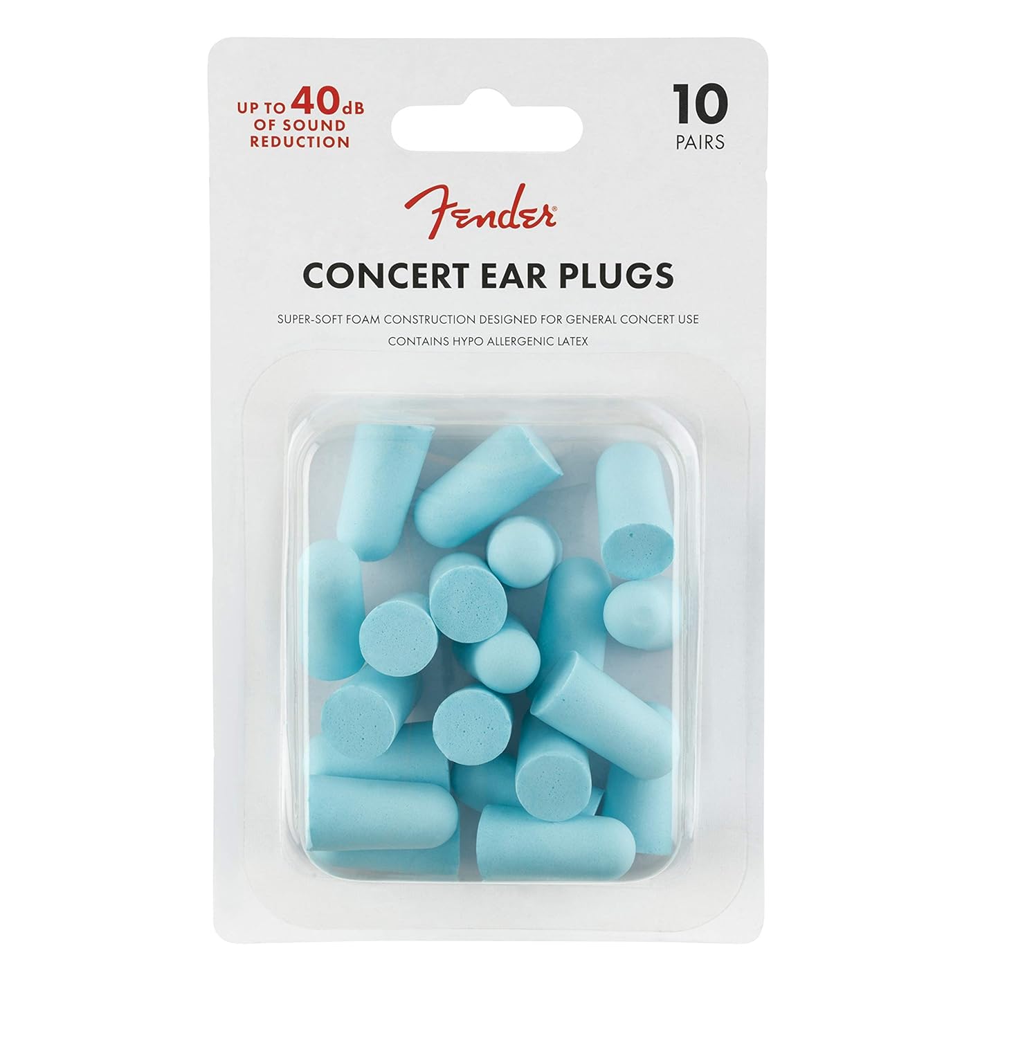 Fender® »CONCERT EAR PLUGS« Köpük Kulak Koruması - 32dB'ye kadar - 10 Çift - Renk: Daphne Blue