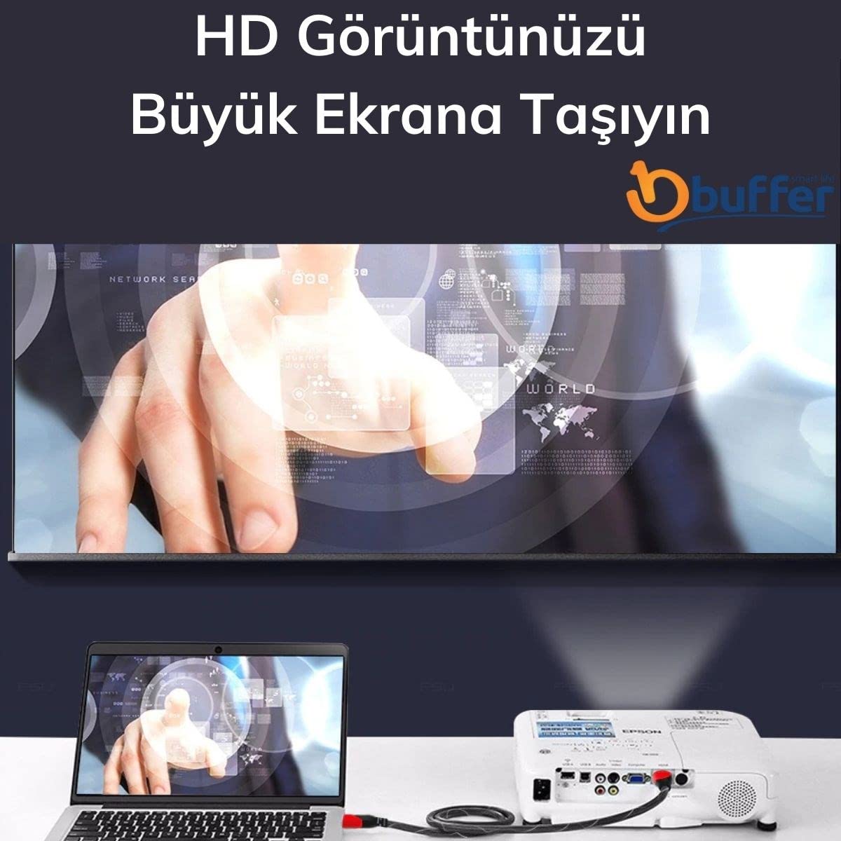 BUFFER® HDMI Kablosu HD TV Bilgisayar Uydu Görüntü Ses Full HD Sargılı Görüntü Aktarma Kablosu 10 Metre