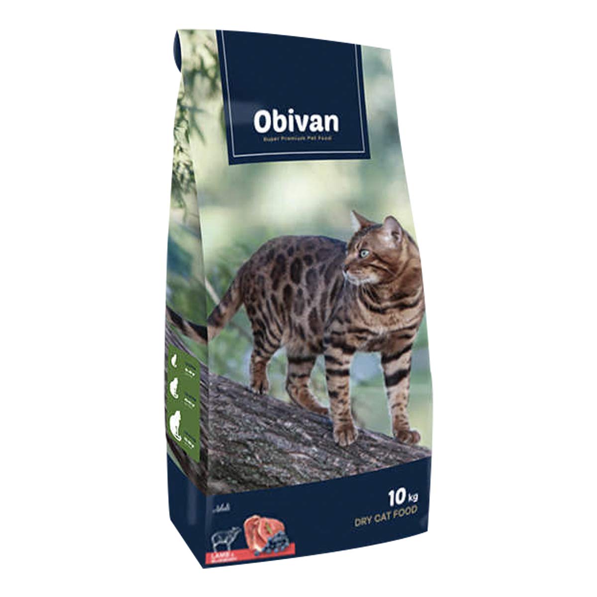 Obivan Premium Yetişkin Kedi Maması Kuzu Etli & Yaban Mersinli 10 Kg - Hipoalerjenik, Bağışıklık Güçlendirici, Kolay Sindirilen, Tüy Azaltıcı, Yüksek Proteinli Mama