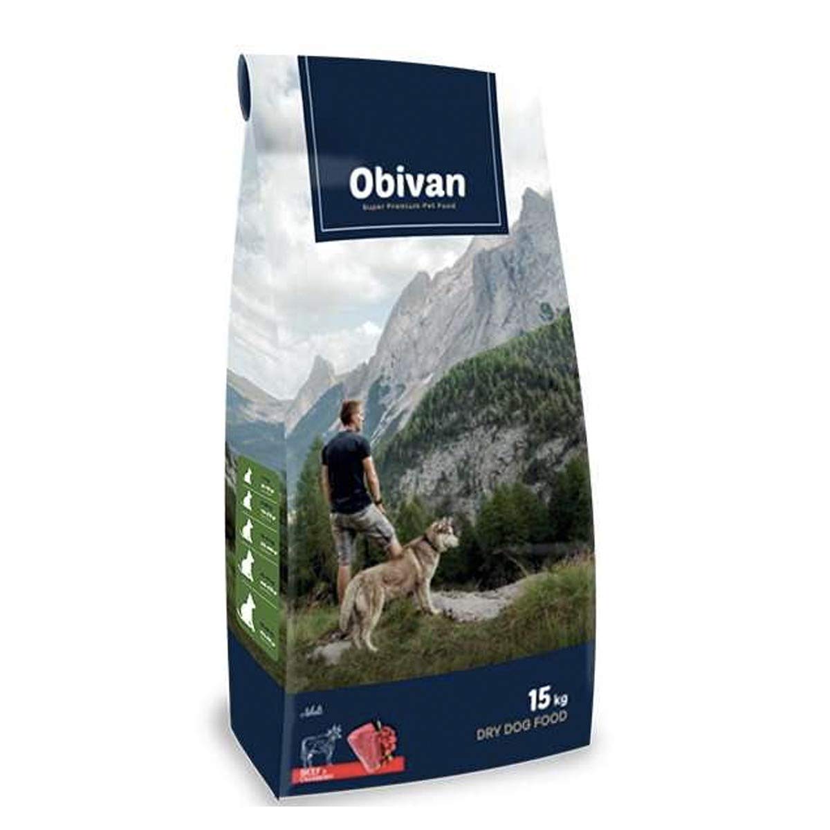 Obivan Premium Biftekli Köpek Maması 15 Kg - Hipoalerjenik, Bağışıklık Destekleyici, Sindirimi Kolay, Yüksek Proteinli Mama