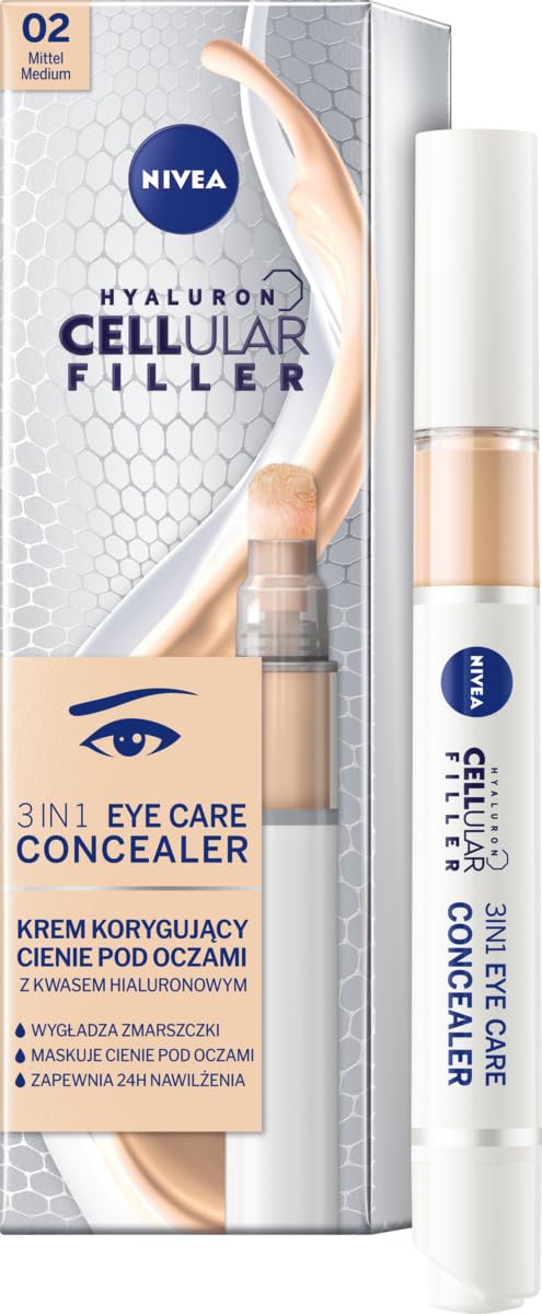 NIVEA Hyaluron Cellular Filler Renkli Göz Bakım Kremi 4 ml, Orta Ton, Göz Altı Kapatıcısı, Nemlendir
