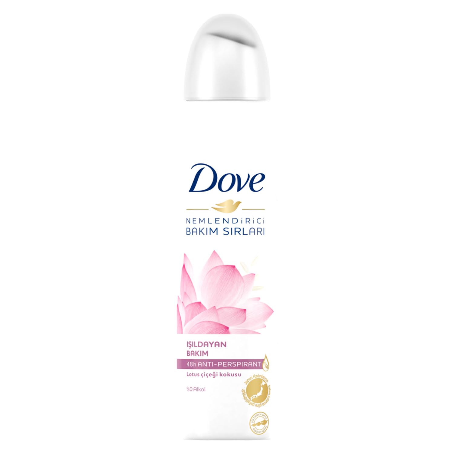 Dove Kadın Sprey Deodorant Lotus Çiçeği Kokusu Işıldayan Bakım, 150 ml