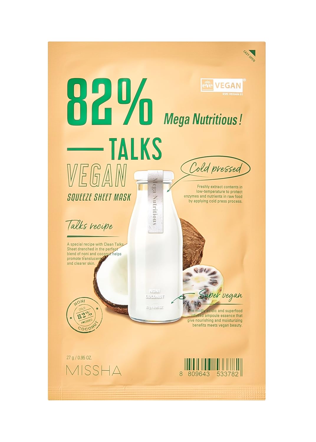 MISSHA Talks Vegan Besleyici Yaprak Maske, 25 ml