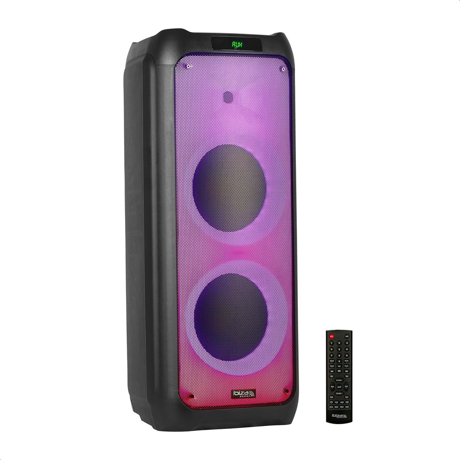 Ibiza WAVE10 10 inç (25,4 cm) Çift Woofer’lı Hoparlör, 800W, Bluetooth, USB/microSD, WAVE LED Efekti, TWS Kablosuz Bağlantı, Siyah