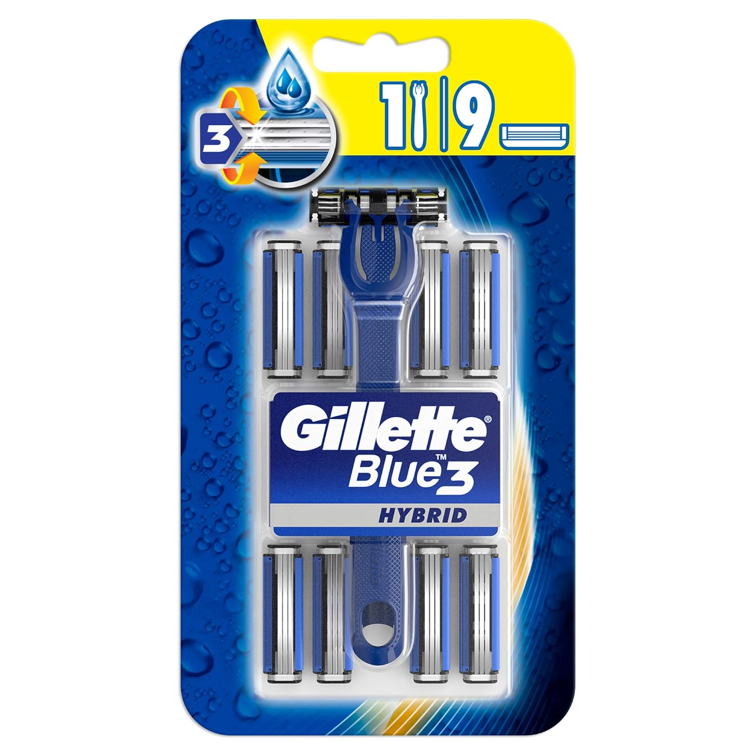 Gillette Blue3 Hybrid Erkek Tıraş Makinesi + Yedek Tıraş Bıçağı 9'lu
