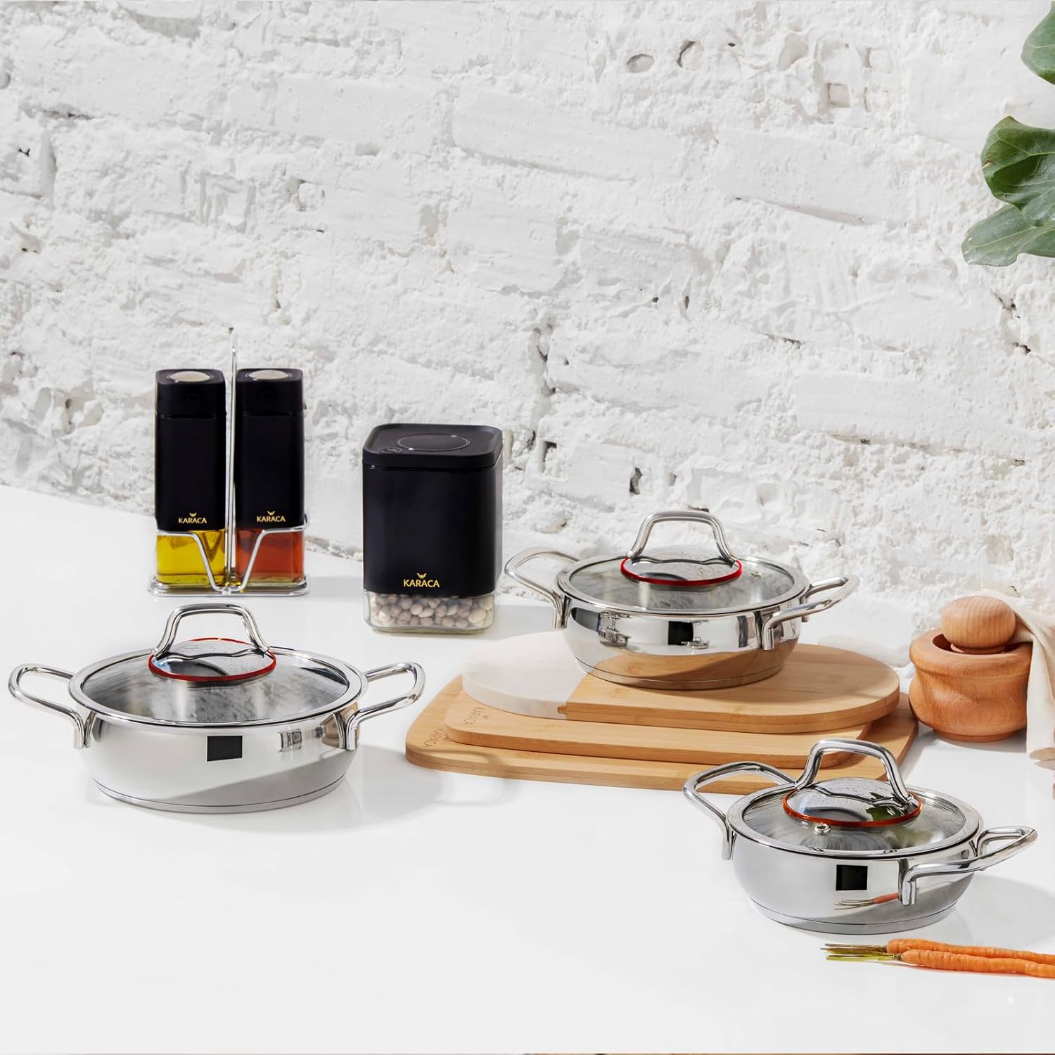 Karaca Emirgan Çelik Sahan Set 6 Parça, Medium