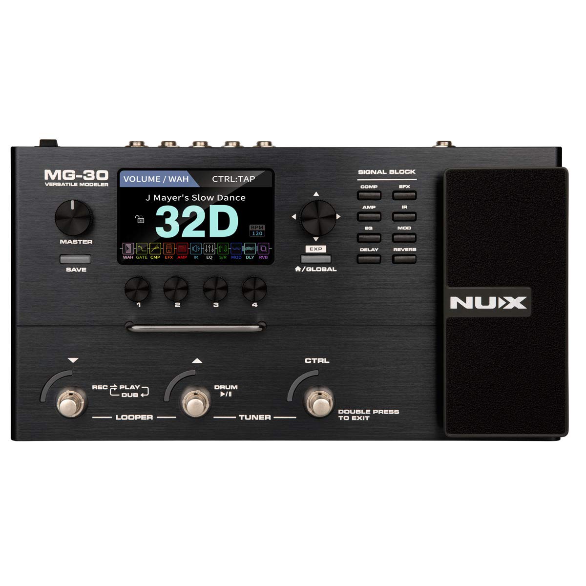 NUX MG-30 Gitar Çok Efektli Pedal Gitar/Bas/Akustik Amp Modelleme İşlemcisi, IR Yükleyici, Beyaz Kutu Algoritması, EFX Yönlendirme, 4 '' Renkli LCD, NMP-2 Ayak Pedalı Dahil