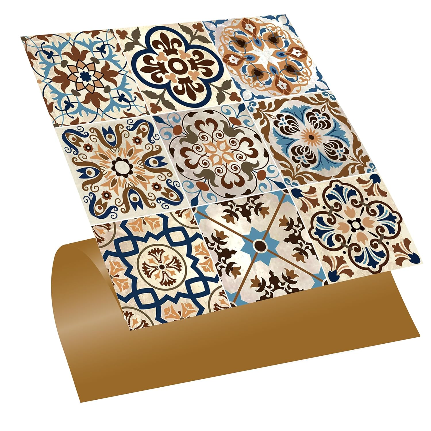 Tink Kendinden Yapışkanlı Karma Fas 019 Desenli PVC Karo, Yapışkanlı Fayans Kaplama, Fayans Çıkartması, Zemin Duvar Karosu 30X30 cm (11 Adet / 1 m²)
