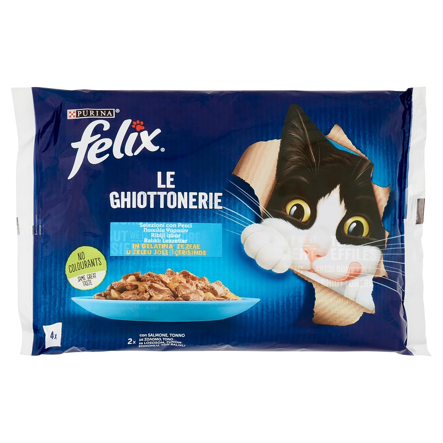 Felix Multipack Somonlu ve Ton Balıklı Yetişkin Kedi Yaş Maması 4x85gr