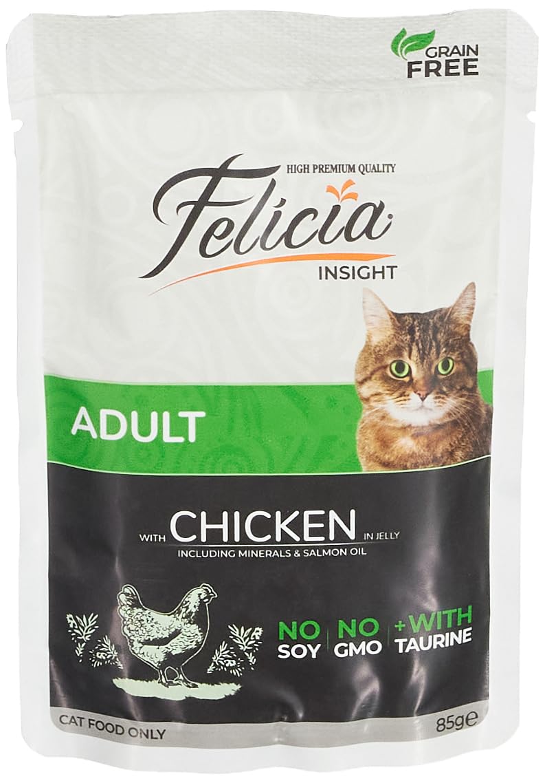 Felicia Pouch Yaş Kedi Maması, Tavuklu, Tahılsız, Yetişkin, (12 x 85 Gr)