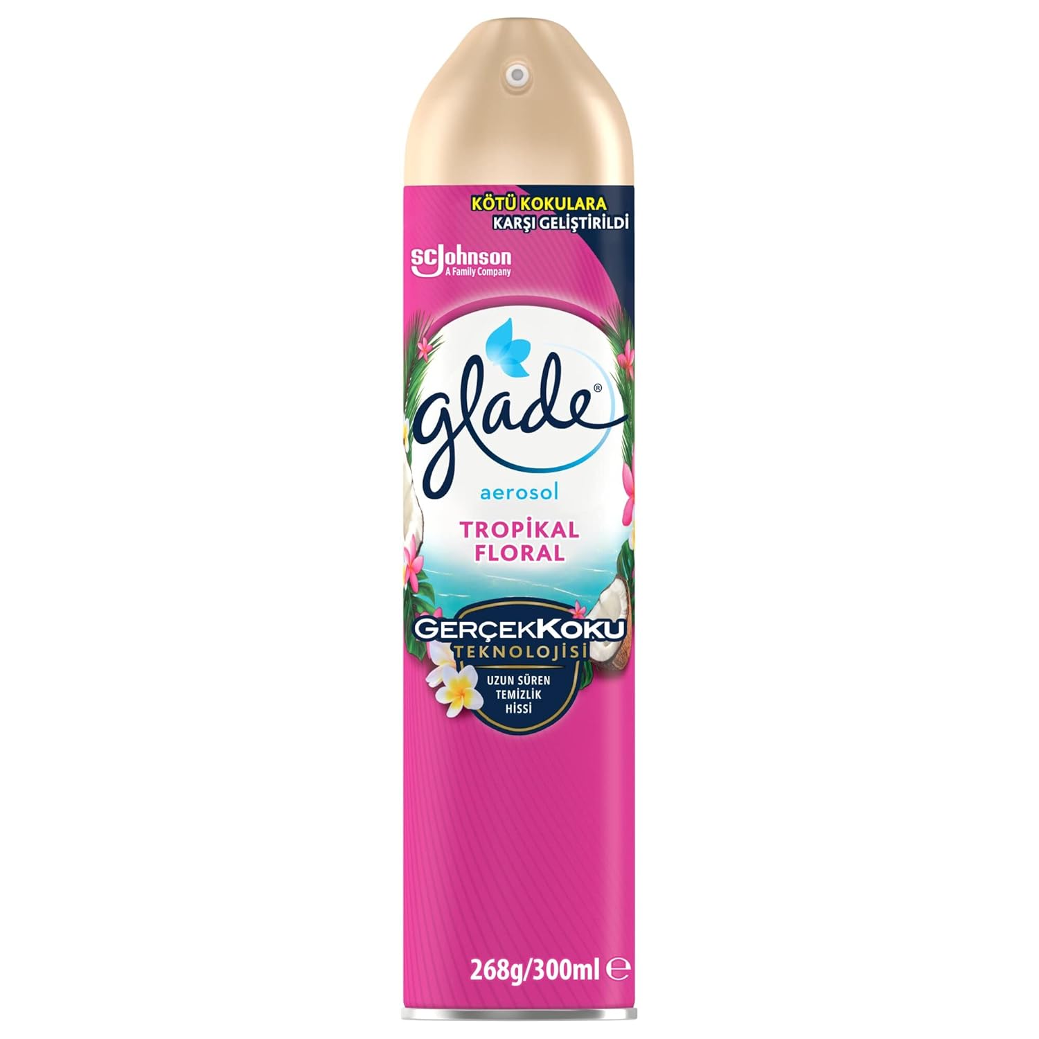 Glade Hava Tazeleyici Aerosol, Oda Kokusu, Tropikal Floral, 300ml