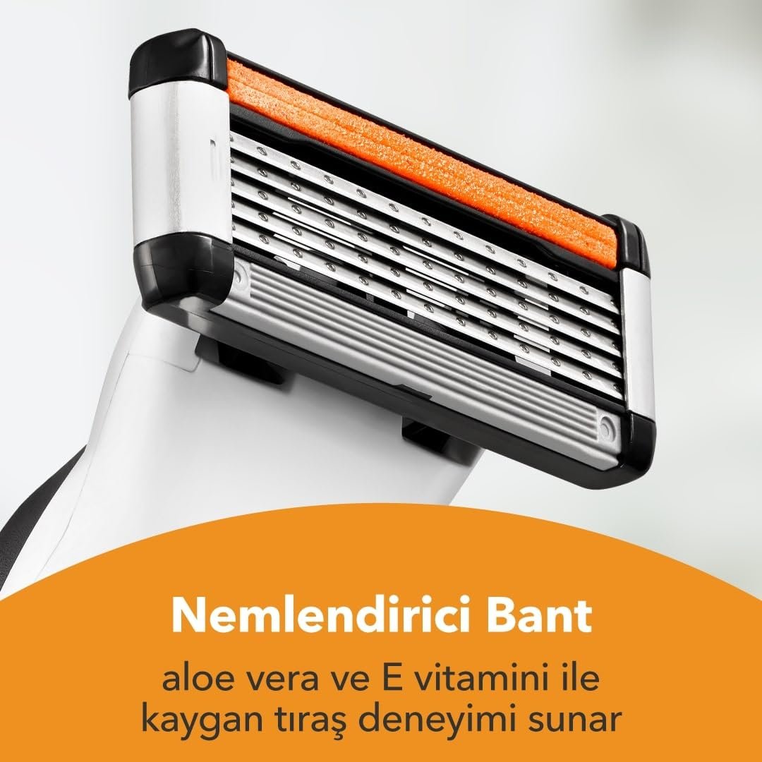 BIC Hybrid 5 Flex 4'lü Yedek Tıraş Bıçağı Kartuşu (5 Bıçak), 5 Nano Teknolojik Titanyum Bıçak, E Vitamini ile Zenginleştirilmiş Geniş Kayganlaştırıcı Bant