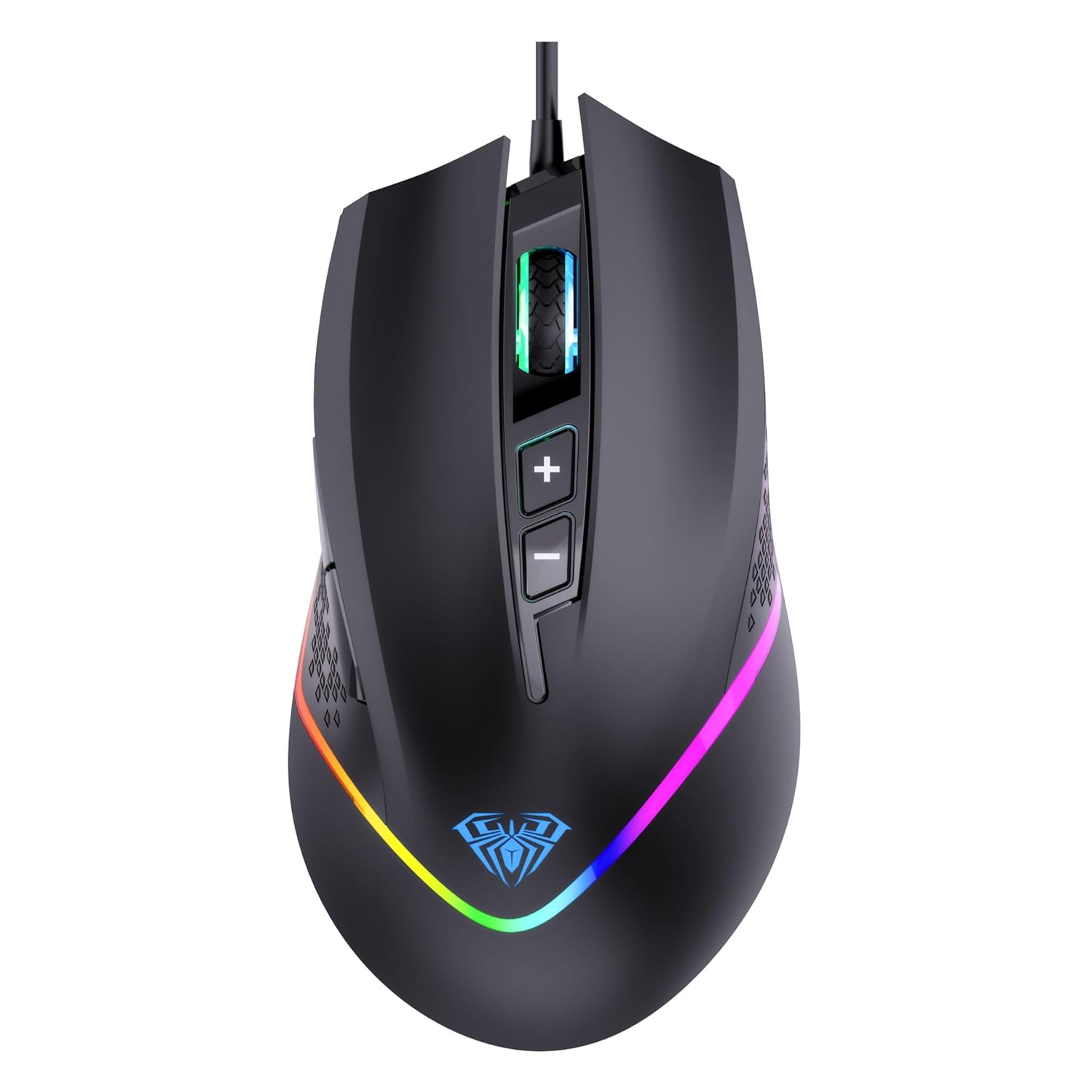 AULA F805 6400DPI RGB 7 Tuşlu Makro Optik Oyuncu Mouse, Siyah