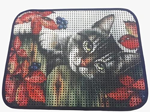 Miapet Elekli Desenli Kedi Tuvalet Önü Paspası 60 x 45 cm Gri Kedi