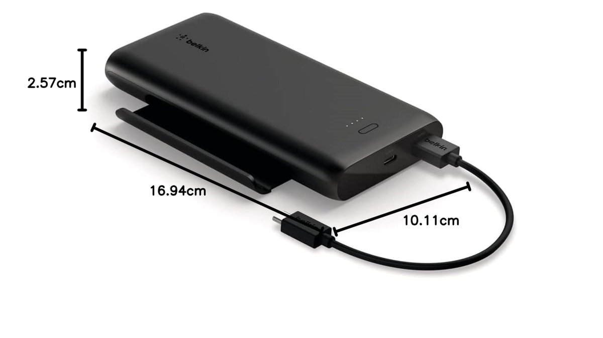 Belkin USB-C Taşınabilir Powerbank, 10000 mAh, 1 USB C Bağlantı Noktası ve 15W'a kadar 2 USB A Bağlantı Noktası, iPhone 14 Pro/14 Pro Max/13, AirPods, iPad, Galaxy S21/Ultra Uyumlu - Siyah