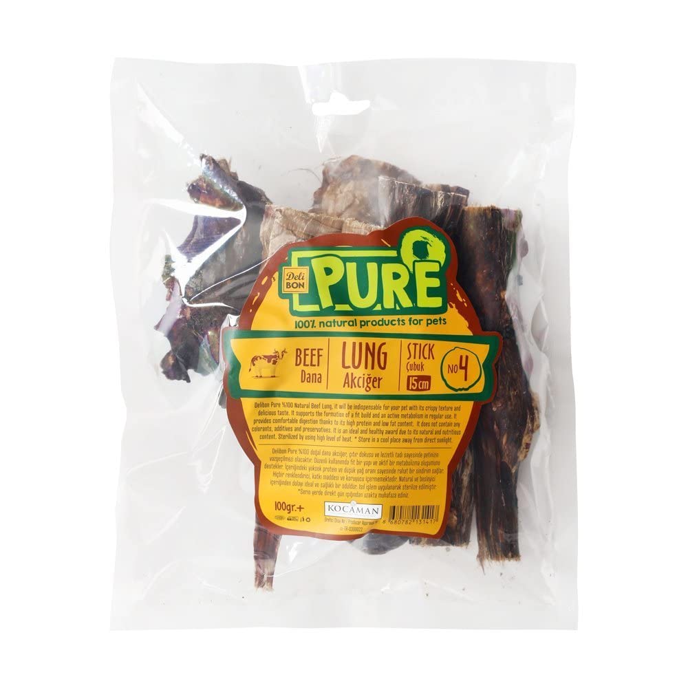 Deli Bon Kurutulmuş Çubuk Dana Akciğer Köpek Ödül Maması 15 Cm 100 Gr - Farmapets