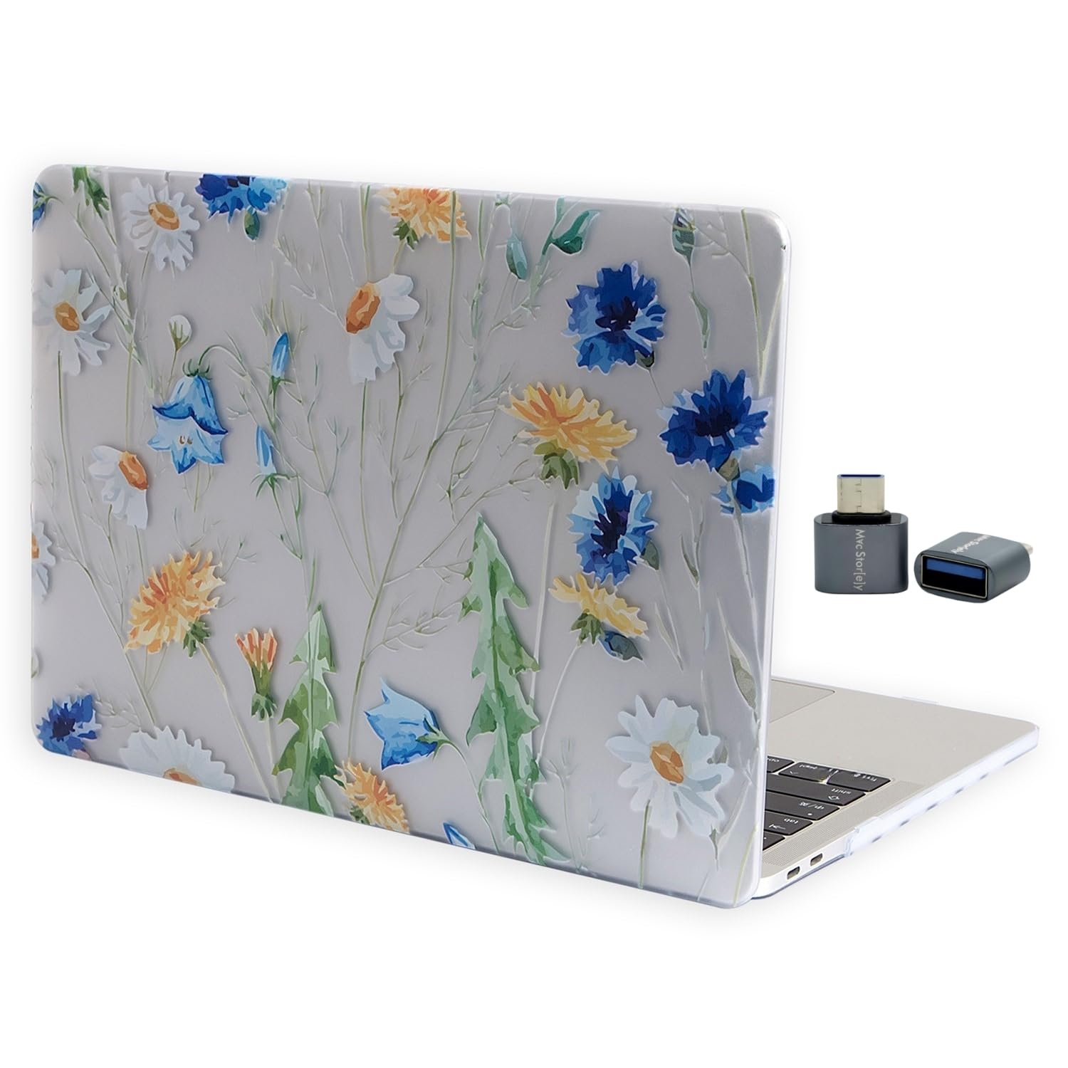McStorey MacBook Air M1 Uyumlu 13 İnç Çiçek Desenli Sert Kapak İnce Hafif Çizik Darbe Koruma Solmaz Baskı Şık Tasarım Sarı
