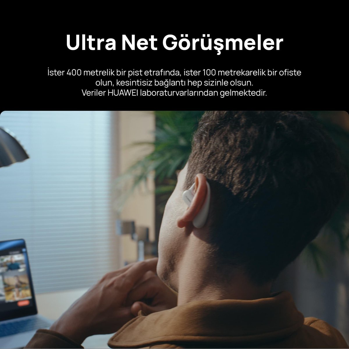 HUAWEI FreeArc Açık Tasarımlı Kulaklık, Yüksek Ses Kaliteli Bluetooth Kulaklık, Güvenli Uyum ve Konfor, IP57 Suya Dayanıklılık, 28 Saat Çalma Süresi, Sporcu Kulaklıkları, iOS&Android&Windows, Siyah