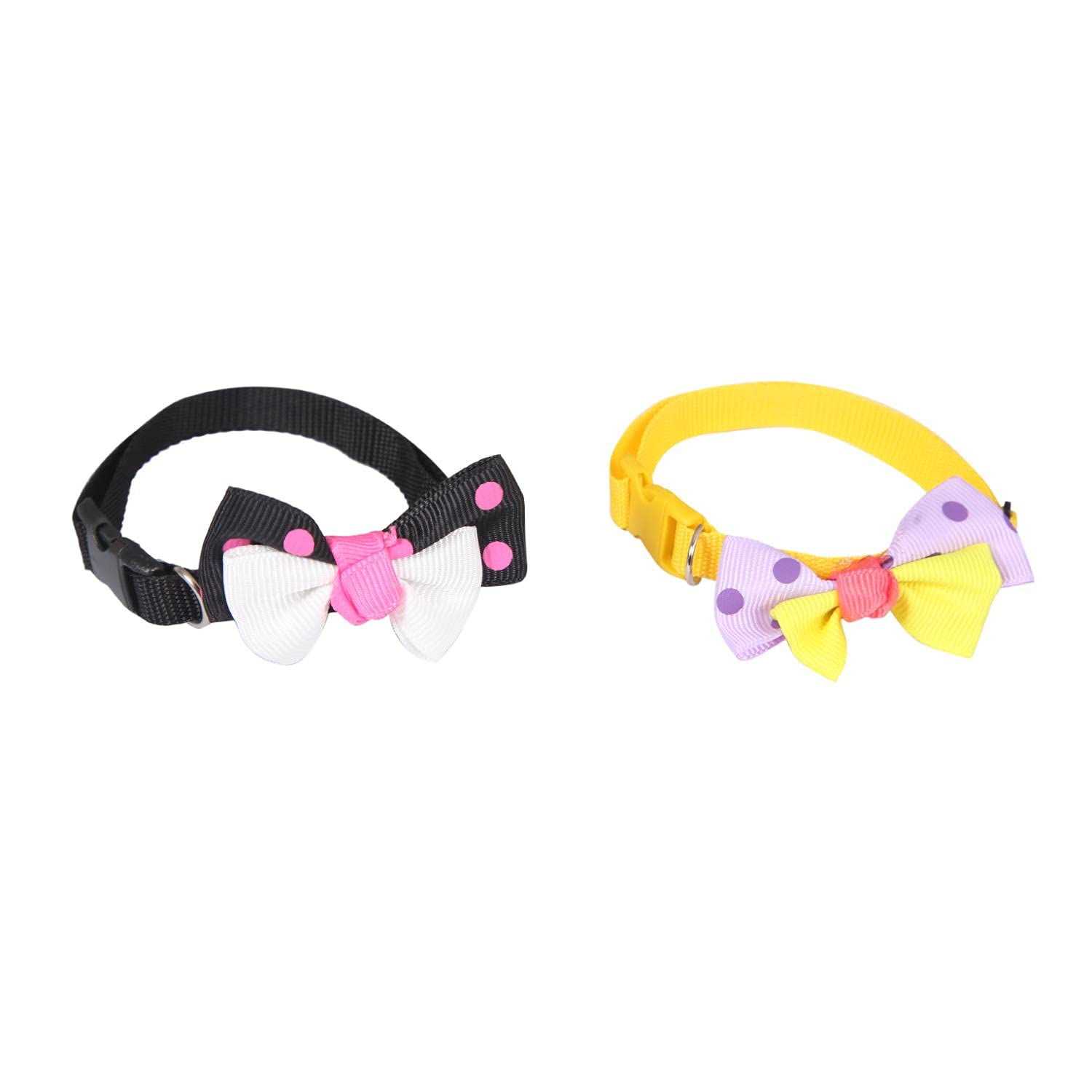 X-Perk Papyonlu Kedi ve Köpek Boyun Tasması 2 Adet, Çok Renkli (Siyah ve Sarı), 34 cm, Padded