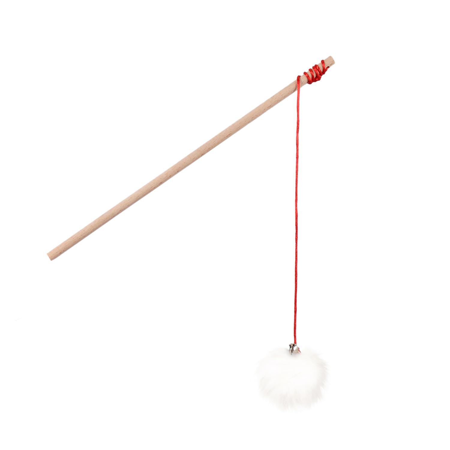 X-Perk Ahşap Zilli Kedi Oynatma Oltası Kedi Olta Kedi Oyuncak Ponponlu