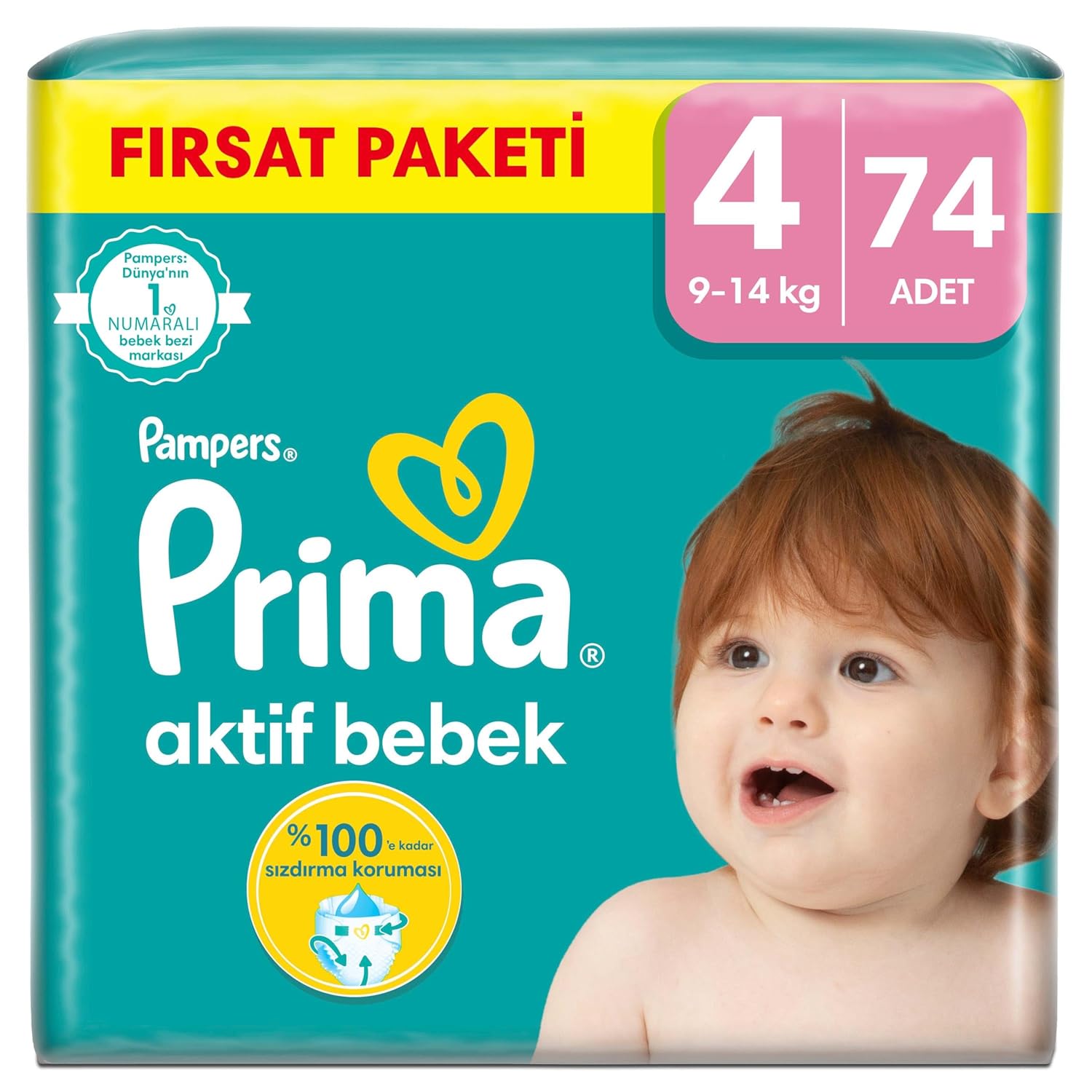 Prima Bebek Bezi Aktif Bebek 4 Beden 74 Adet Mega Fırsat Paketi