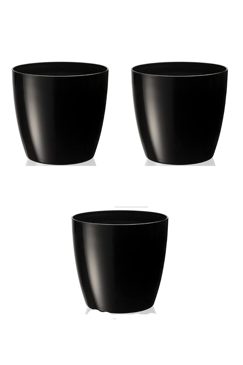 Yakut İç Mekan Saksı, 1,9lt, 3 Adet, Parlak Siyah