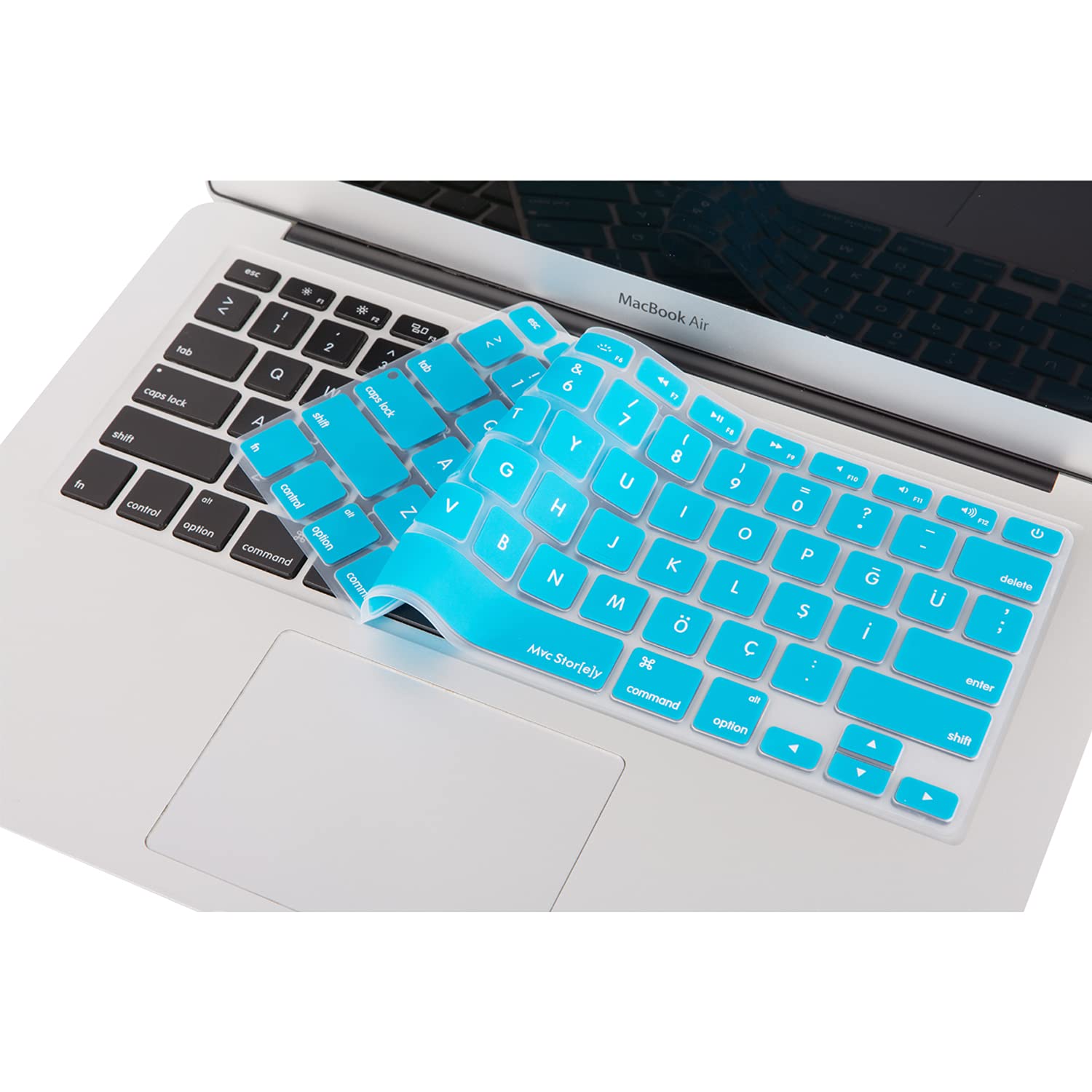 McStorey MacBook Silikon Klavye Kaplama Air Pro Eski USB li Modeller 2008-2017 Uyumlu Ultra İnce Koruyucu Film US Amerikan İngilizce-Dikdörtgen Enter-MacBook Us-To-Tr Klavye Açık Mavi