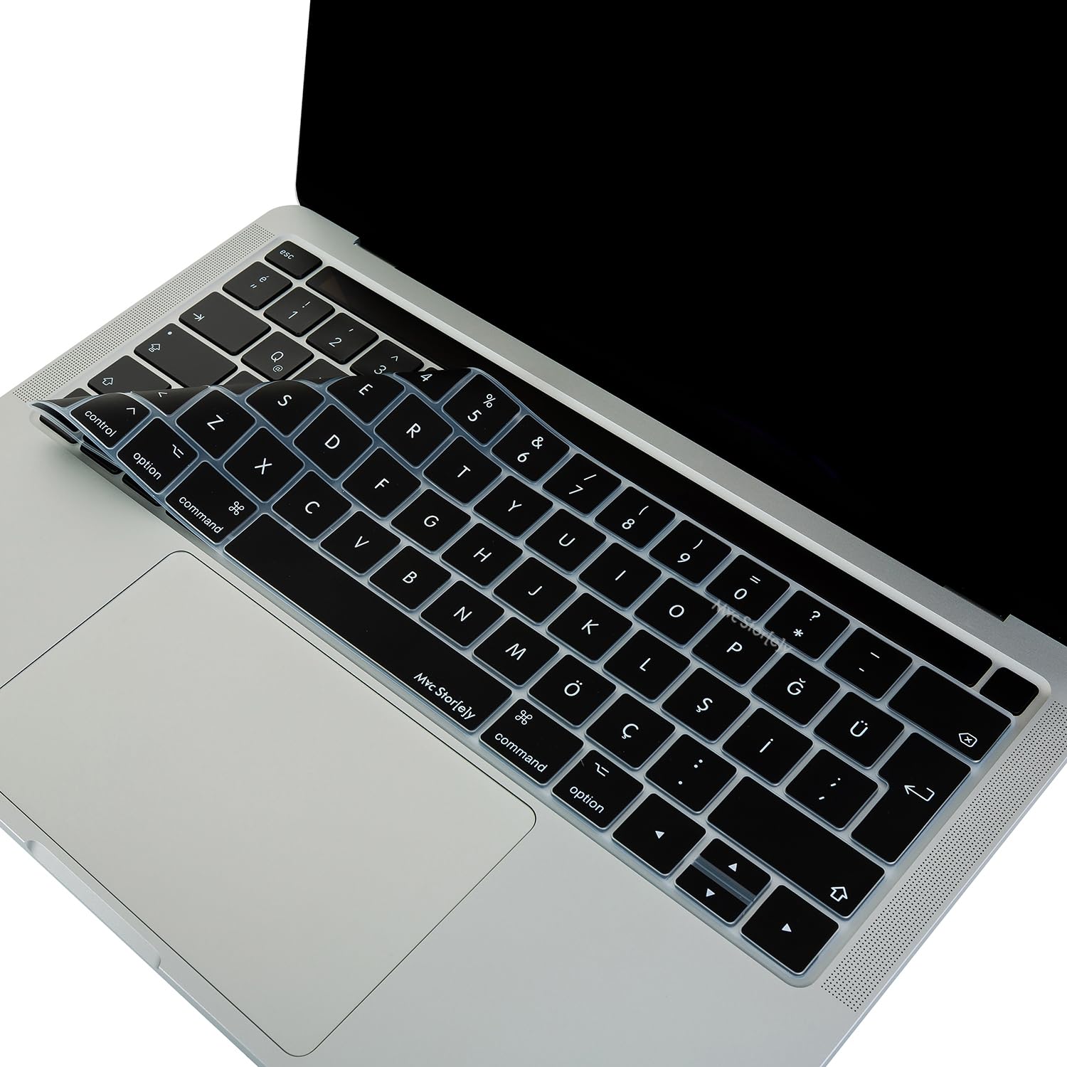 McStorey MacBook Pro Touch Bar Türkçe Q Silikon Klavye Koruyucu Ters L Enter Sessiz Yazım İnce Yıkanabilir 13-15 İnç Uyumlu A1706 A1989 A2159 A1707 A1990 Siyah