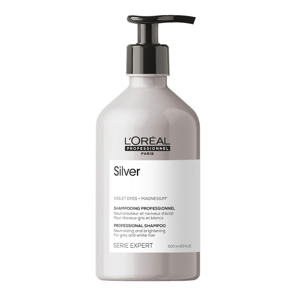 L'Oréal Professionnel Paris Serie Expert Silver Çok Açık Sarı, Gri Ve Beyaz Saçlar Için Renk Dengeleyici Mavi Şampuan 500ml