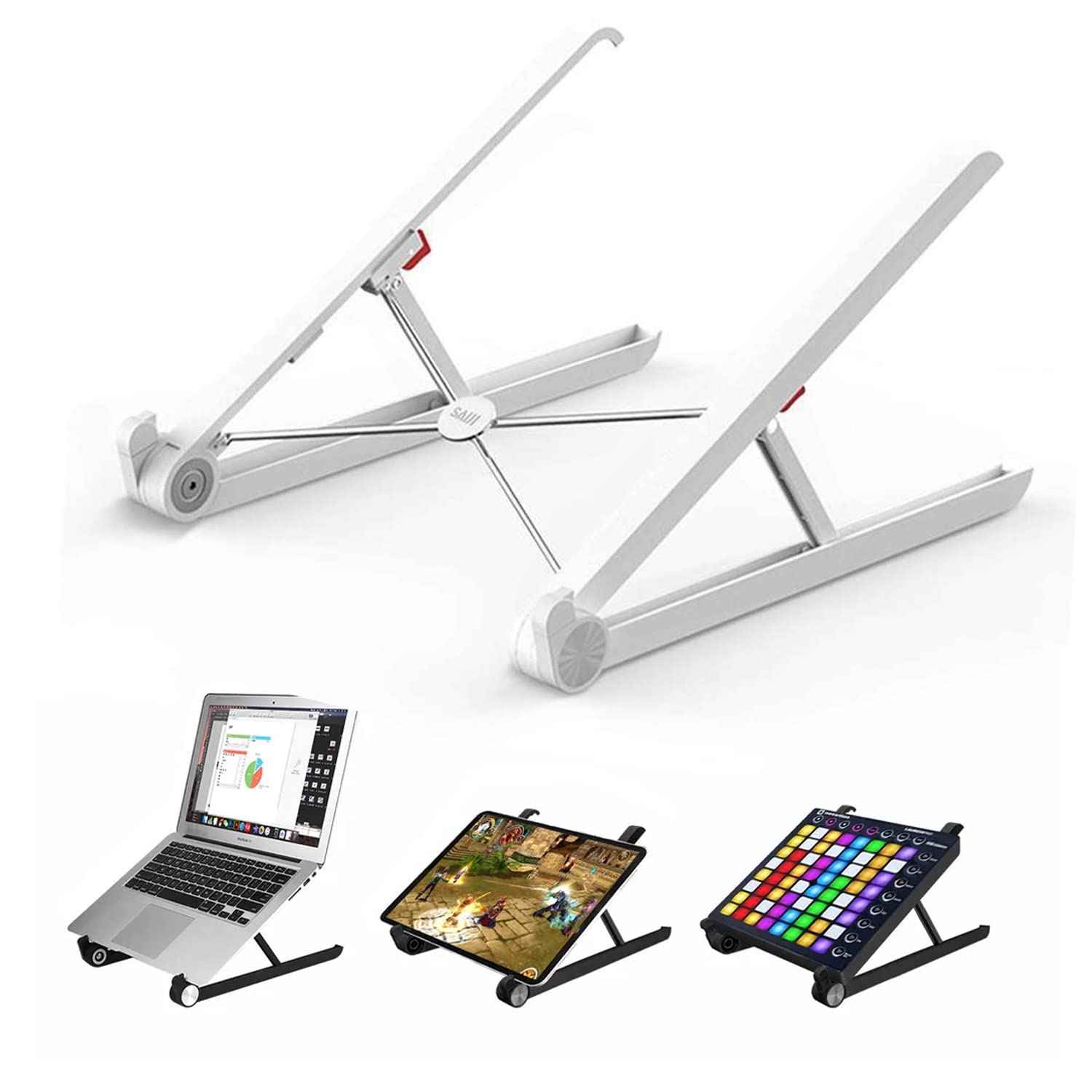 Bix SAIJI X1 Laptop Sehpası, Katlanabilir, Tablet Sehpası, Alüminyum Alaşım, Online Sınıf Çalışması, Duruşu İyileştirme, Isı Dağılımı Macbook, iPad ve 10-15,6 inç Olan Tüm Cihazlar ile Uyumlu. Beyaz