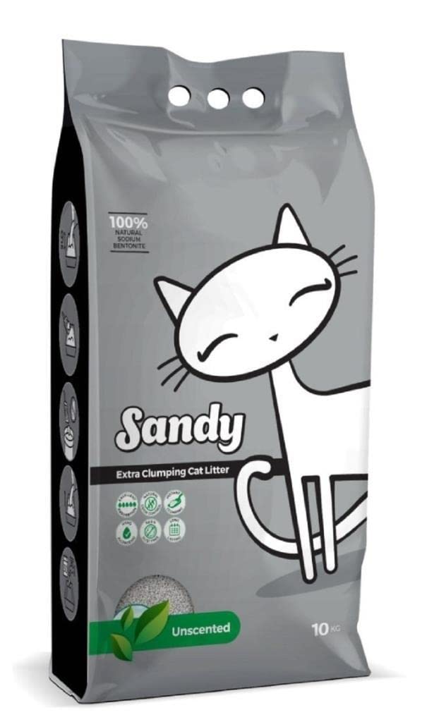 Sandy Sodyum Bentonit Ultra Topaklaşan Kokusuz Doğal Kedi Kumu 10 Kg