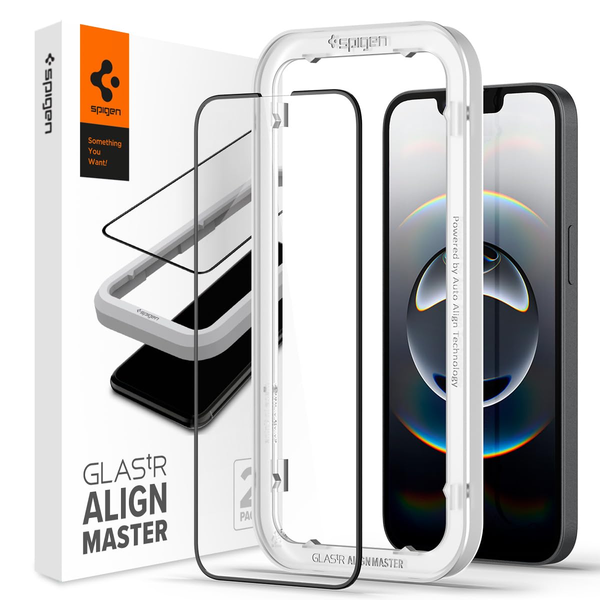 Spigen iPhone 14 / 13 / 16e / 13 Pro ile uyumlu Cam Ekran Koruyucu Kolay Kurulum GLAS.tR Align Master Full Cover HD Black (2 Adet) - AGL03387