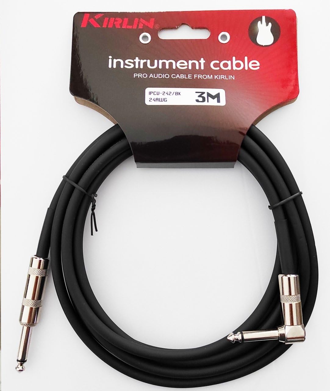 Kirlin IPCV-242B-3M-BK Enstrüman Gitar Kablosu 3 Metre L Açılı Kablo