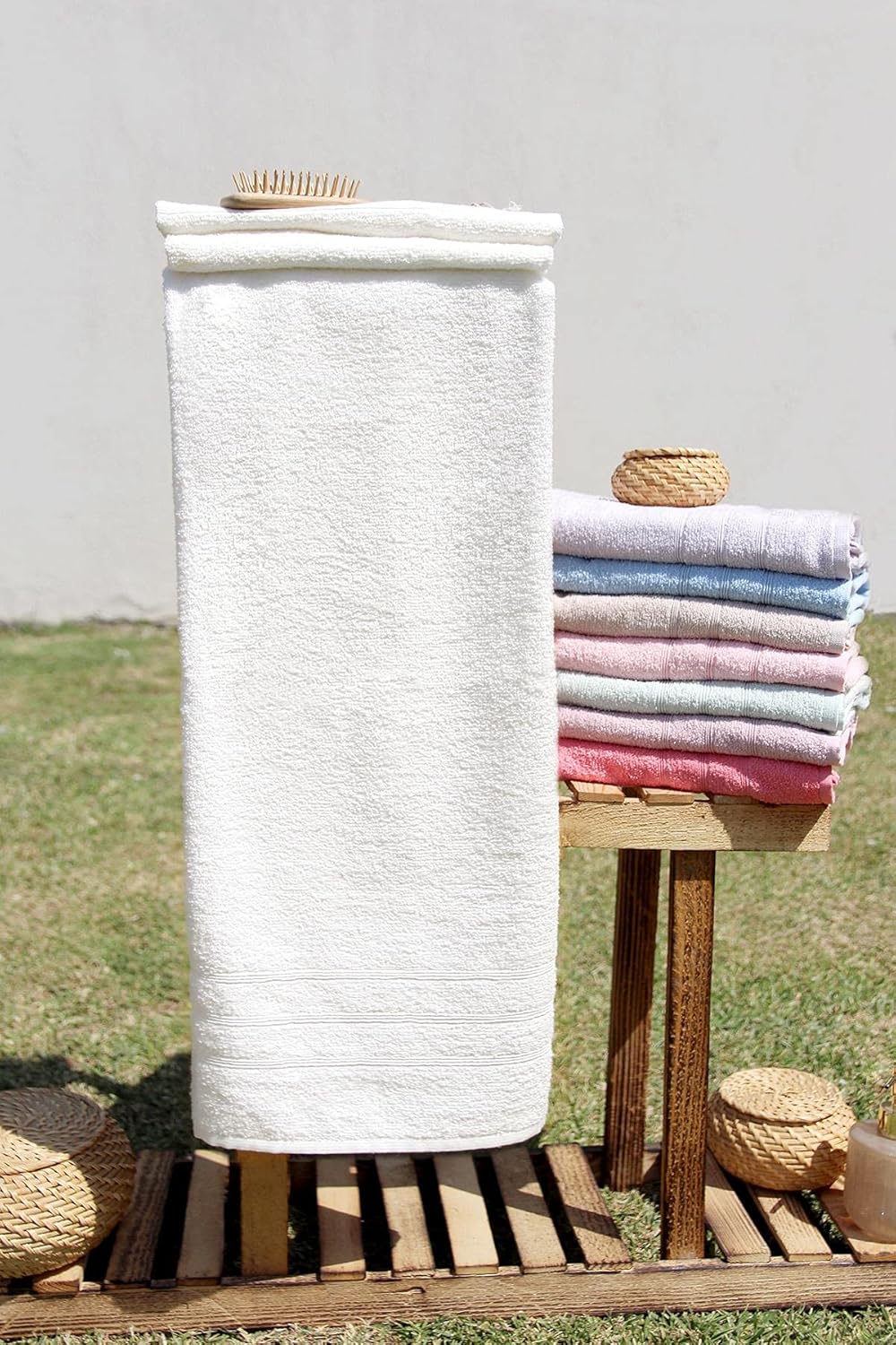 Baveno %100 Pamuk Renkli 70x140 Banyo Havlusu KREM