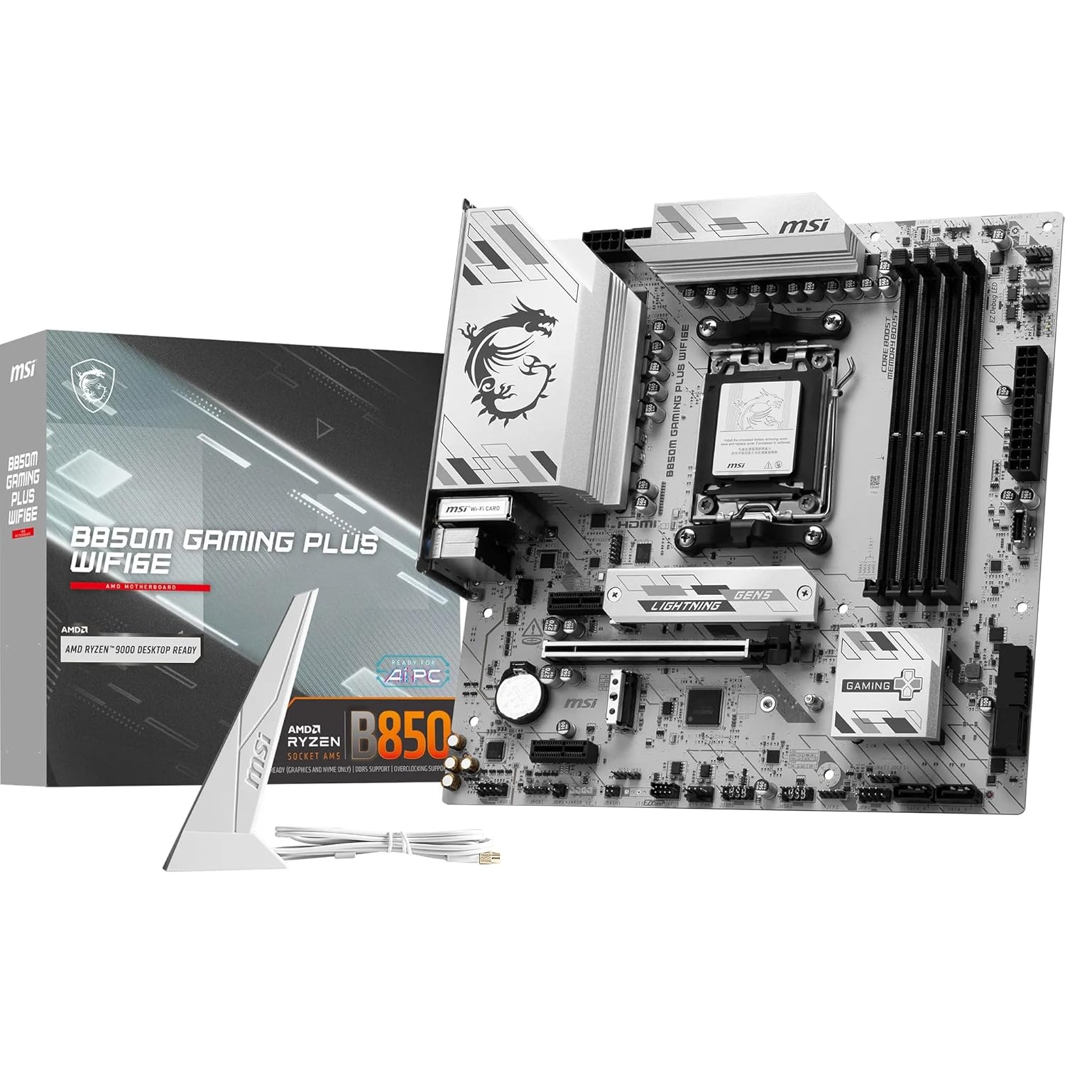 MSI B850M Gaming Plus WiFi 6E, Anakart, mATX, AM5 Soket, DDR5 8200MHz OC, HDMI DP, 2x M.2, 2.5G LAN