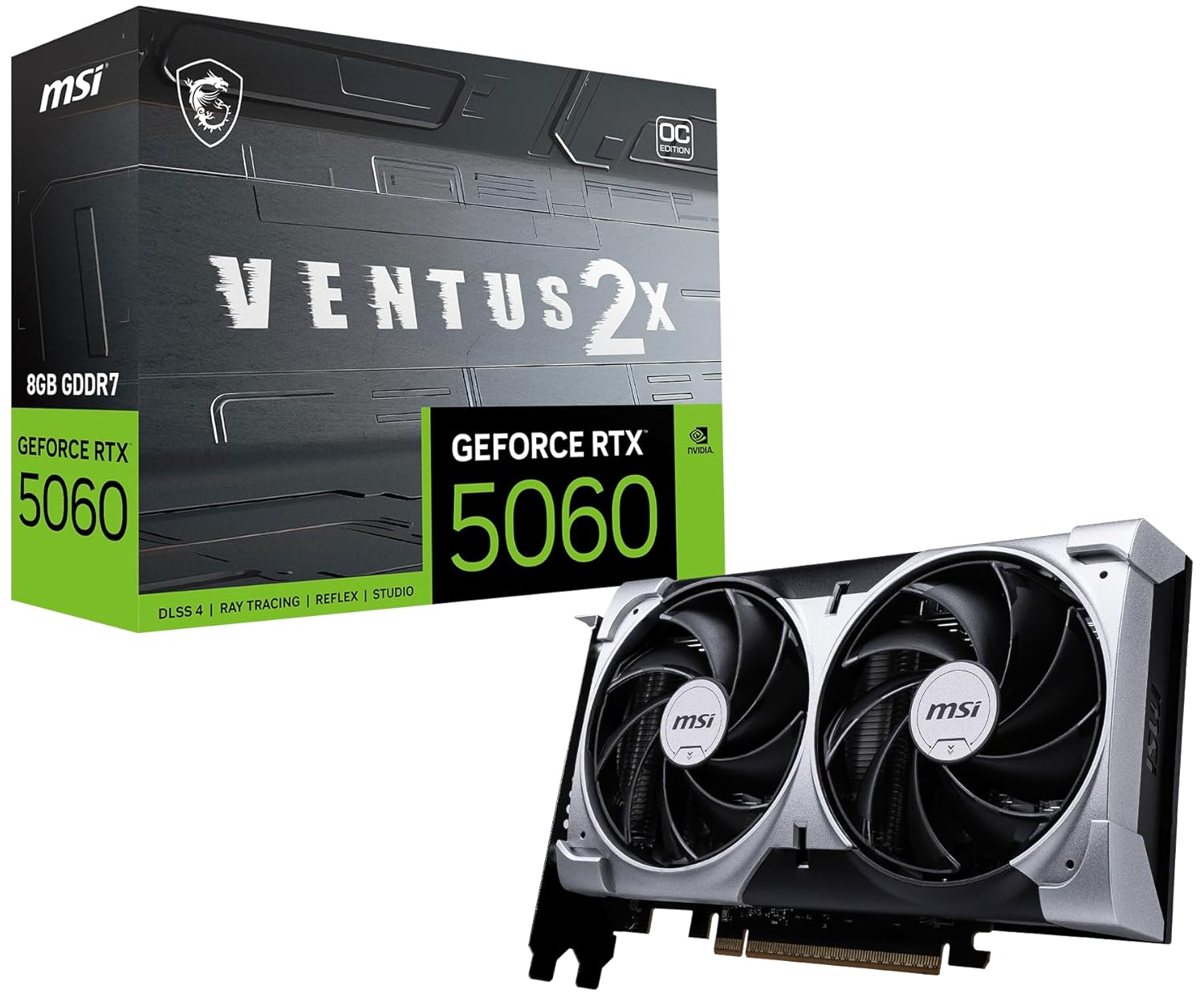 MSI VGA GeForce RTX 5060 8G VENTUS 2X OC RTX5060 8GB GDDR7 128B DX12 PCIE 5.0 X16 (3XDP 1XHDMI)