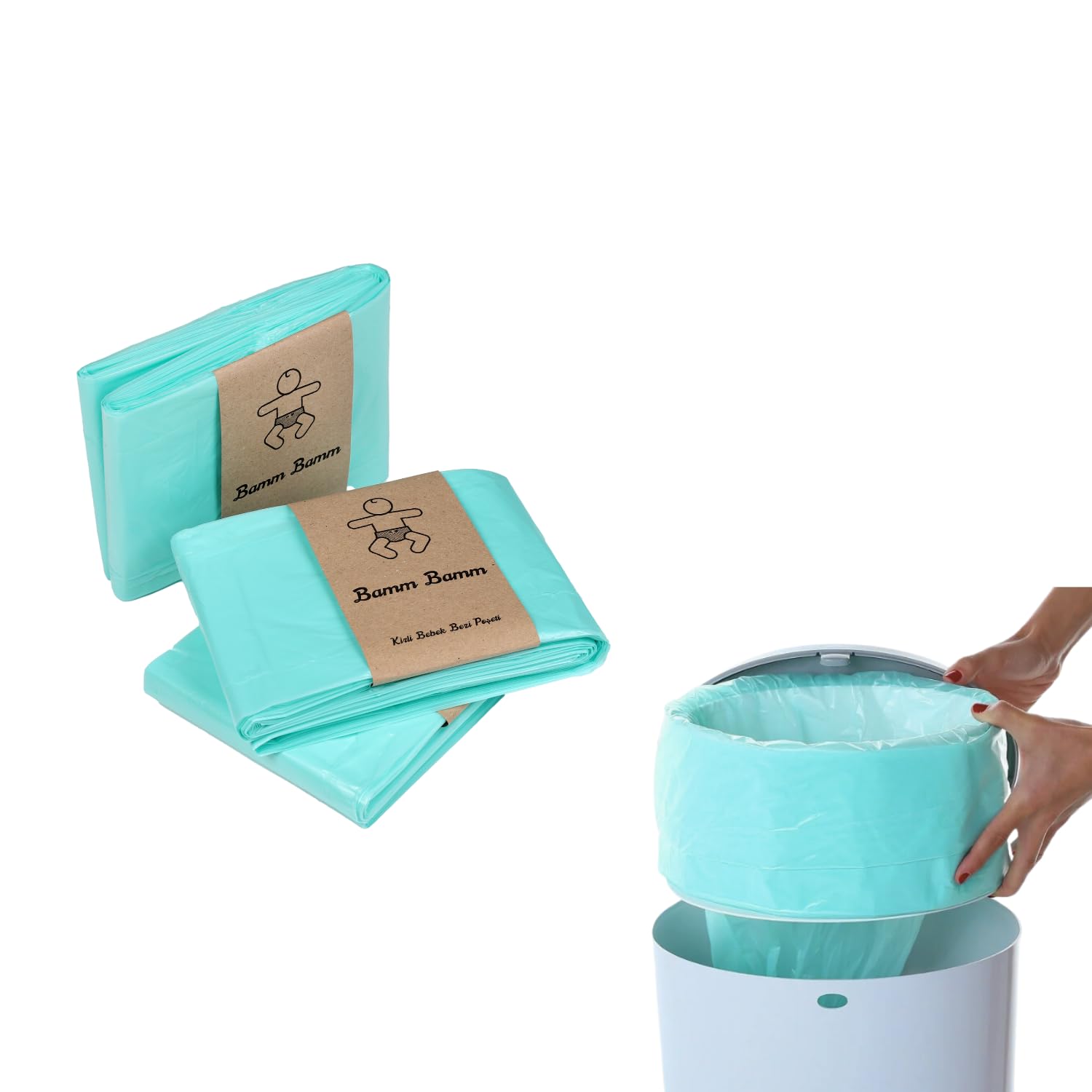 Bamm Bamm 16L Korbell Çöp Kutuları İle Uyumlu Toplam 2250 Adet Bebek Bezi Kapasiteli 3 Paket Çöp Poşeti