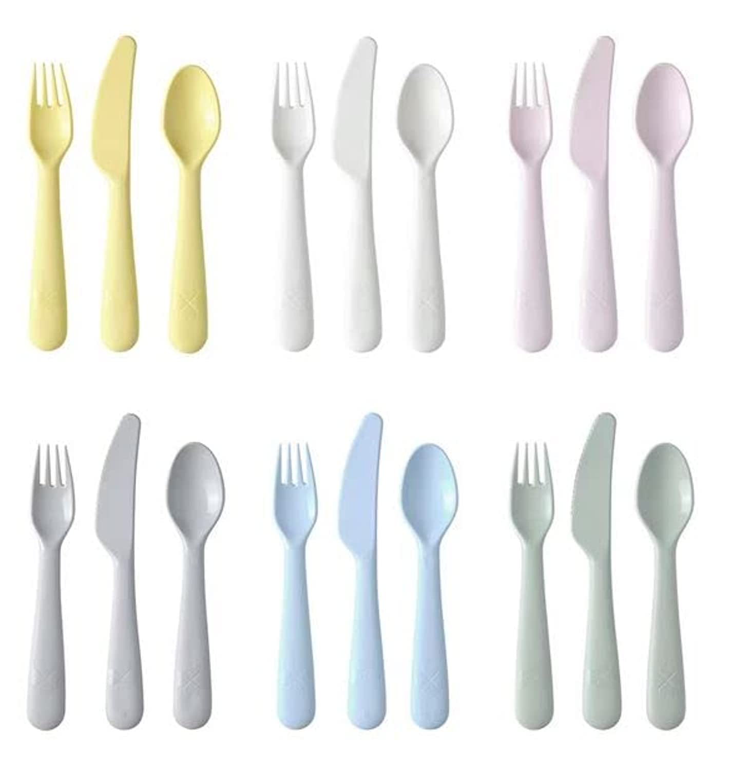 IKEA 704.613.85 KALAS 18 Parça Sofra Takımı Seti, Karışık Renkler, Bir Çocuğun Yiyecekleri Kesmesi ve Bölmesi Daha Kolay, Çocukların Küçük Ellerinde Tutması Kolay, Bıçağın Tırtıklı Kenarı Vardır