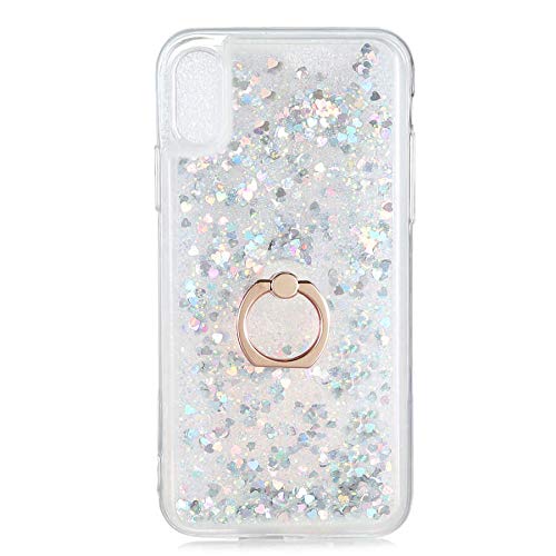 Spia Apple iPhone X/XS Kılıf Gümüş Liss Sulu Simli Silikon Kapak Orijinal Esnek İnce Geliştirilmiş Dayanıklı Darbe Karşıtı Koruyucu Yeni Nesil Tasarım (Apple iPhone X/XS, Gümüş)