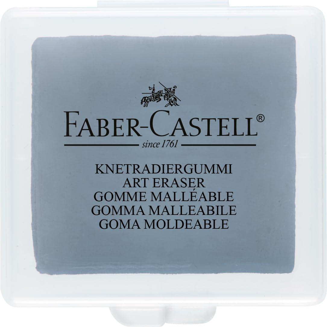 Faber-Castell Yoğurulabilir Sanat Silgisi Gri, yumuşak düzeltmeler için ergonomik şekilli kaliteli silgi, leke ve PVC içermez