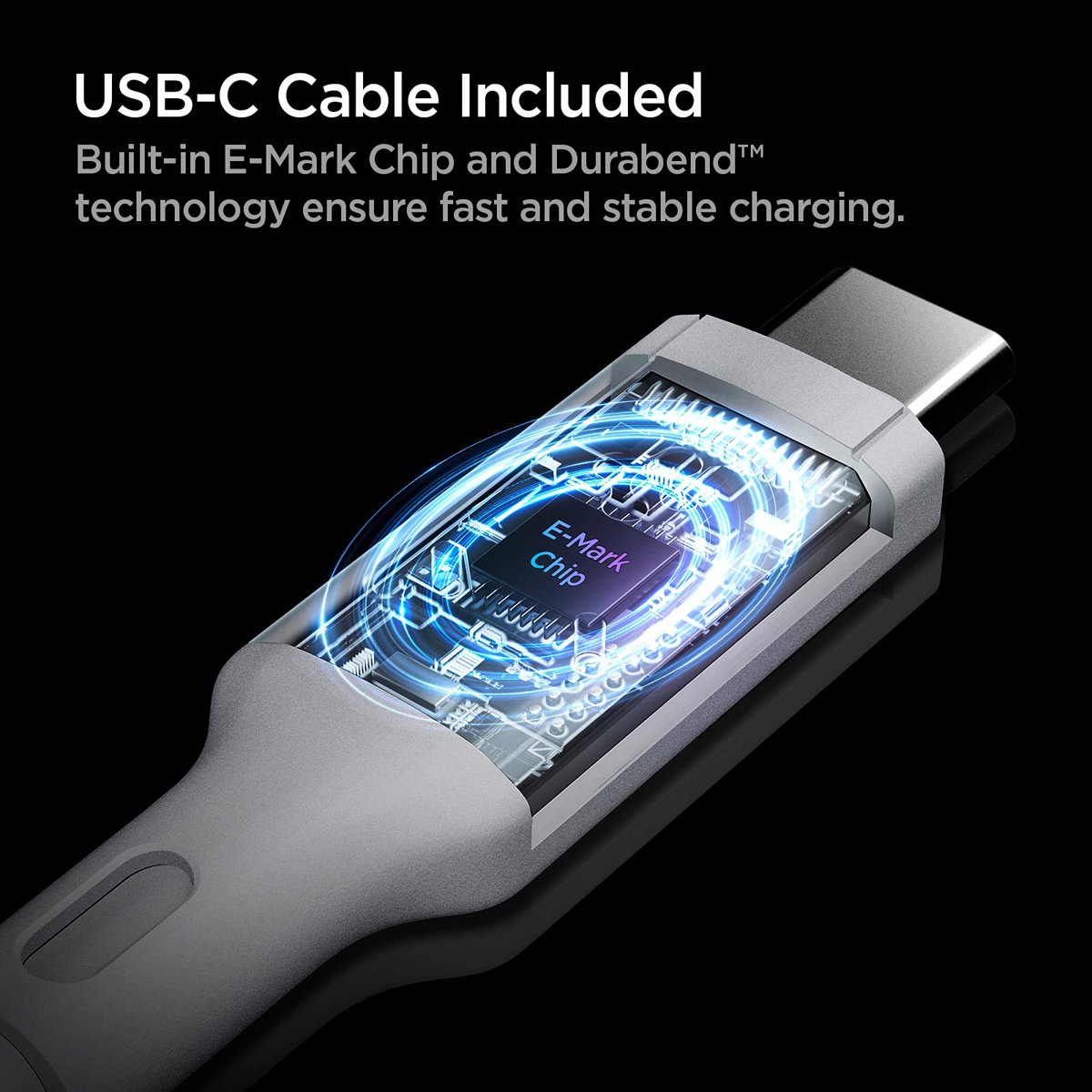 Spigen 45W USB-C Hızlı Şarj Aleti + Örgü Şarj Kablo PPS 2.0 Desteği / Isı Düşürücü GaN Pro Akım Korumalı Güç Adaptörü Super Hızlı Şarj iPhone & Android & iPad & MacBook Type-C - ACH02589