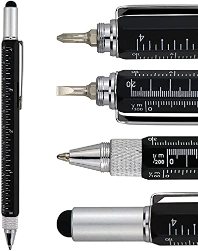ZHL Çok Fonksiyonlu Kalem - 6'ları 1 arada - Çok Fonksiyonlu ve Sağlam Alüminyum KenDIN Yap Kalem Tornavida, Stylus, Seviye Kabarcığı, Cetvel ve Phillips Düz Başlı Uç, Erkekler ve Kadınlar için Harika Hediye