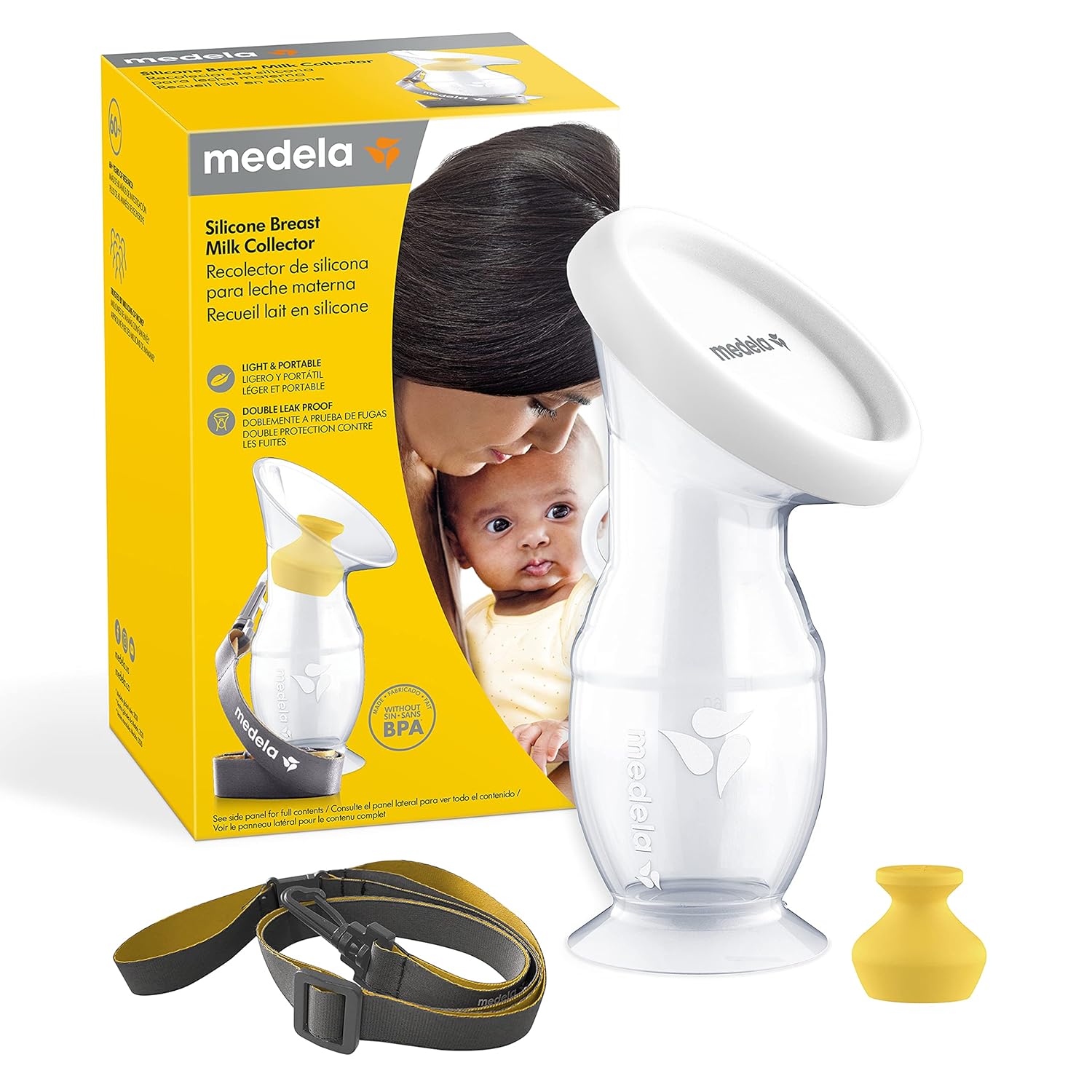 Medela Silikon Göğüs Sütü Toplayıcı, Dökülme Önleyici Tıpaçlı Süt Koruyucu, Vakumlu Taban ve Boyun Askısı, 100 Ml