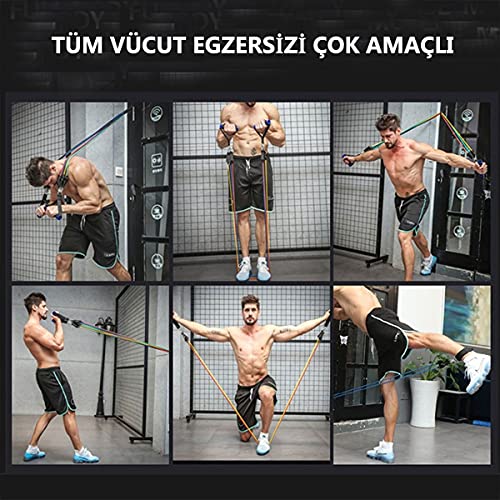 Buffer 11 Parça Lateks Spor Seti Egzersiz Bandı Ekipmanları Çekme Halatı Egzersiz Seti